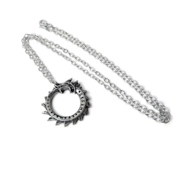 Mini Jormungand Pendant – Alchemy Gothic Norse Serpent Pewter Coil & Viking Vibe - Picture 1 of 2